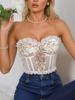 TEMU Słodki Koronkowy Haftowany Strapless Gorset ze Stylowym Tyłem i Dopasowanym Krój dla Kobiet