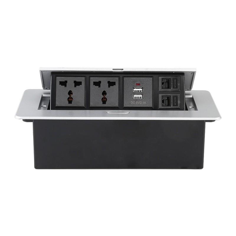 Household Countertop Universal Socket With USB Embedded Built-in Desktop Outlet Pop-UP Table Socket