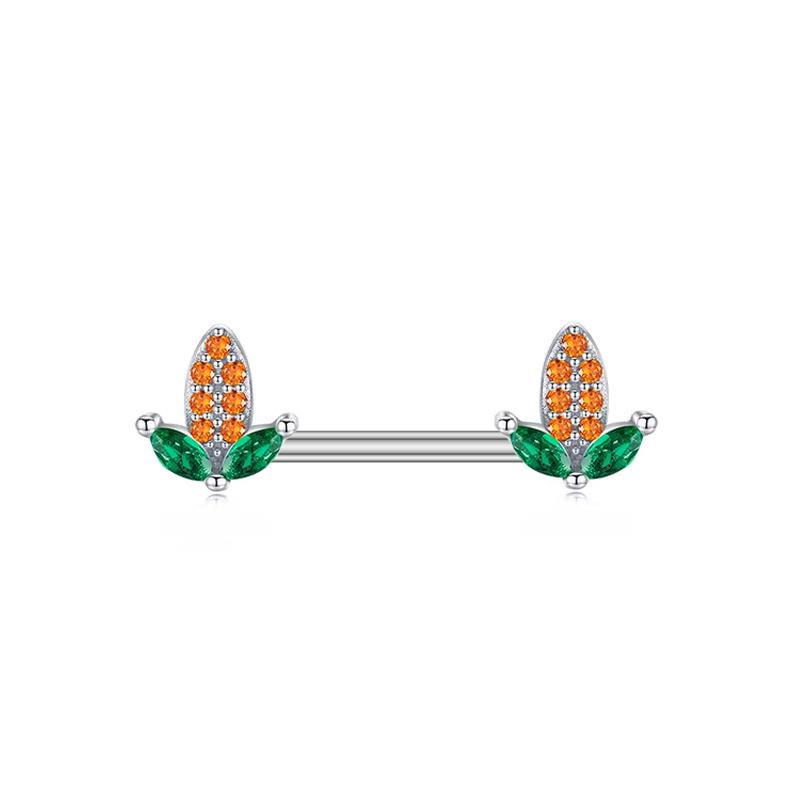 Heart-Shaped Zircon Nipple Rings & Barbells - European & American Fruit Series