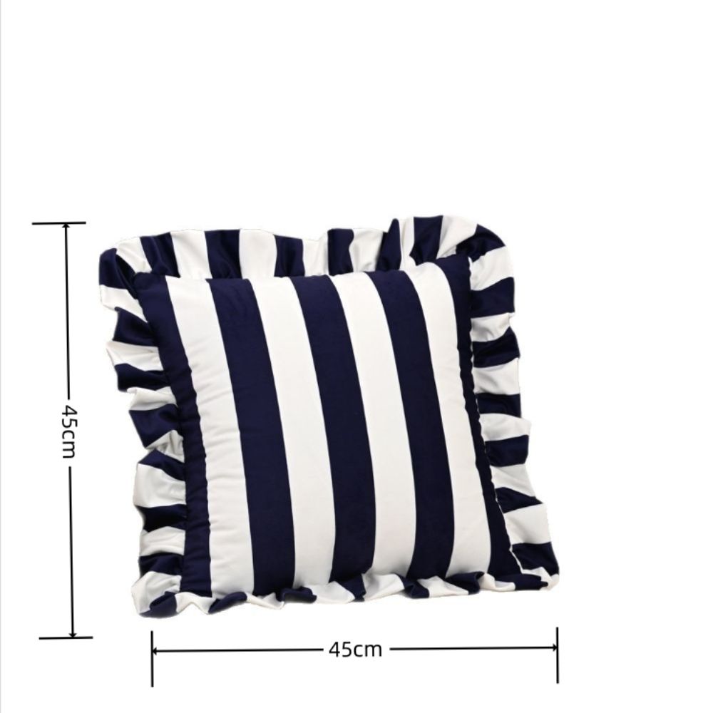 Striped Pillow Case Lotus Leaf Skirt Edge Bedding Pillow Cover  Bedroom Living Room