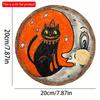 2d Flat 20*20cm, Halloween Home Decoration, Halloween Retro Black Cat and Moon Wooden Circular Creative Decoration Signboard, for Home, Kitchen Garden