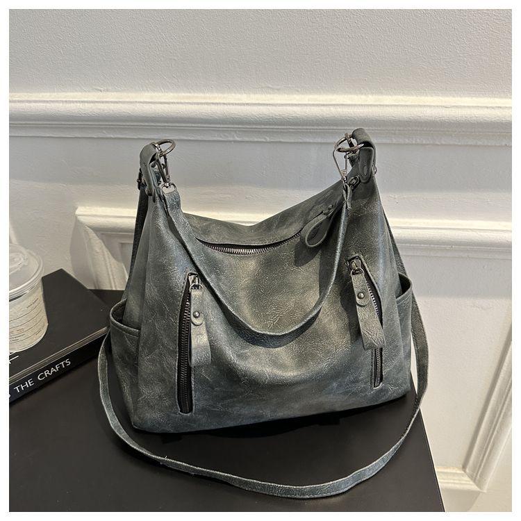 

Женская сумка кроссбоди большой вместимости - 2023 Ретро матовая текстура, Универсальная осенне-зимняя сумка-тоут на плечо зелёный