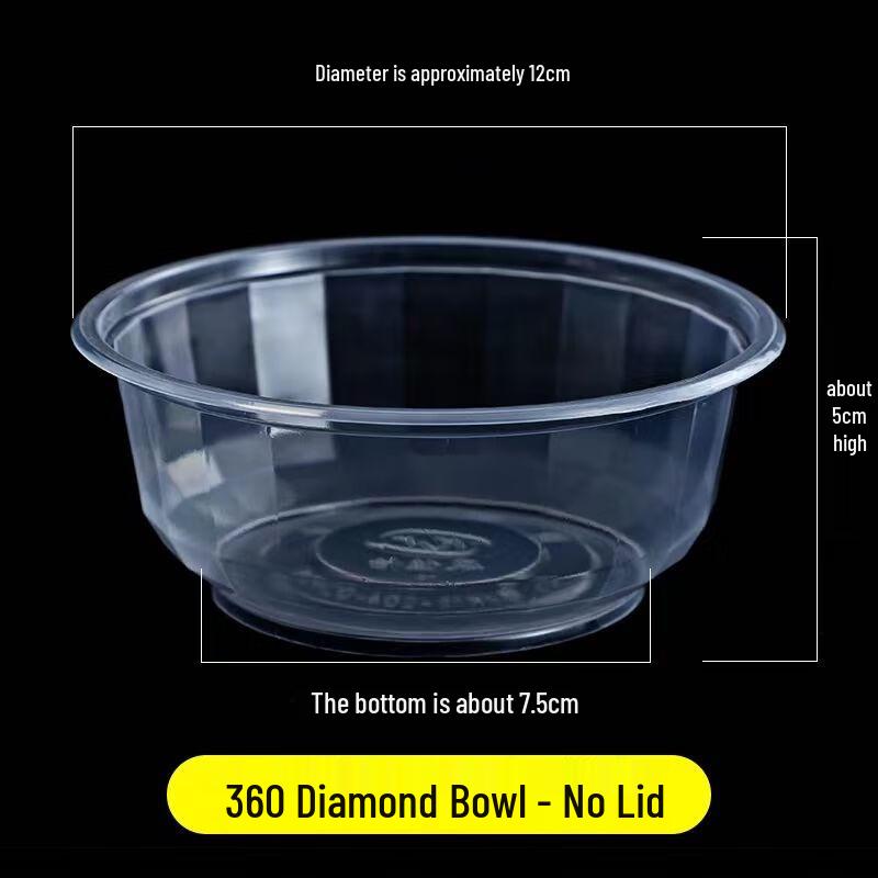 Yuduo 36oz Extra Thick Disposable Round Transparent Bowls (600 Pcs, Lidless)