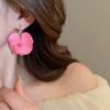 Super fairy pink flower love fringed earrings versatile temperament earrings light luxury earrings women