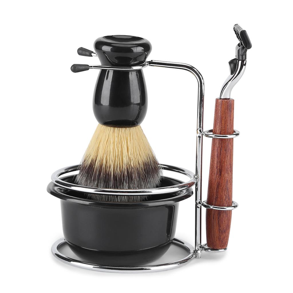 Manual Shaving Set, 4Pcs Shaving Kit   Stainess Steel Stand Set, Bowl Mens Holder Brush Bowl Set Brush and Men S     Bathroom