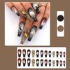 Halloween Press On Nails Medium Long Fake Nails with Spider Rhinestones Blood Drop Designs Black Bird White Gradient False Nails Full Cover Gothic