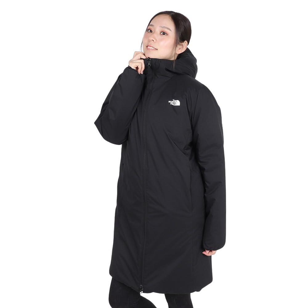 The North Face Reversible Anytime Insulated Long Size L Women's Hoodie, Water-Repellent, Windproof, Anti-Static, Cold-Weather Protection, Black,