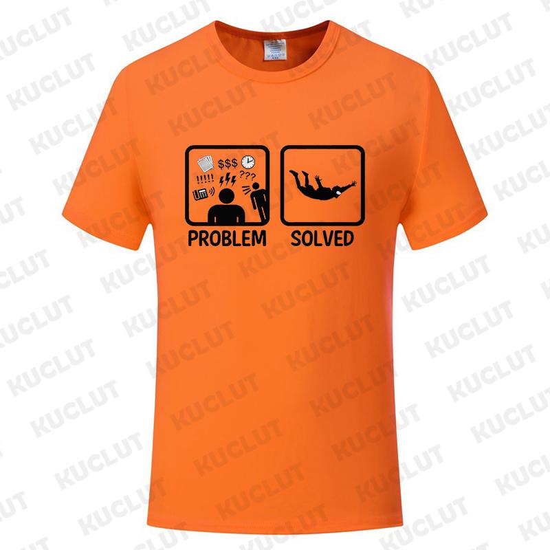 

Funny Skydiving Problem Solved Tops Tees Mens T Shirt Short Sleeve Fashion Casual Tshirt Male Problem Solved Tshirts Clothes S