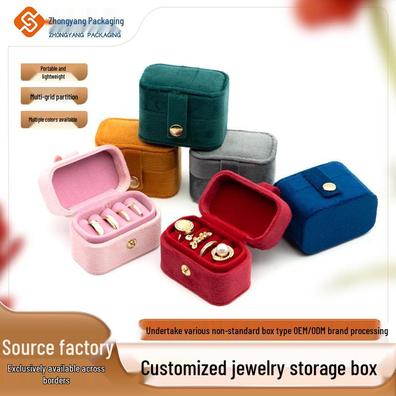 Compact Velvet Jewelry Box for Rings & Earrings