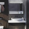 Wall Mirror Cabinet with LED Lights, Open Shelf and Internal Shelf, 80x15x60cm
