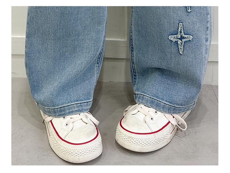 Girls' 2025 Fashionable Wide-Leg Jeans - Spring/Autumn Casual Stylish Straight-Leg Pants