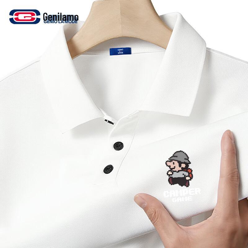 GENIOLAMODE Men s Quick-Dry Ice Silk Polo T-shirt 3XL