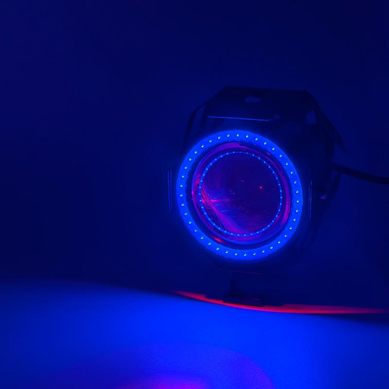 Universal U7 LED Motorcycle Spotlight with Super Bright Laser and Angel Eye Flashing Headlight