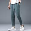 Men Ninth Pants Drawstring Elastic Waist Straight Leg Loose Solid Color Pockets Plus