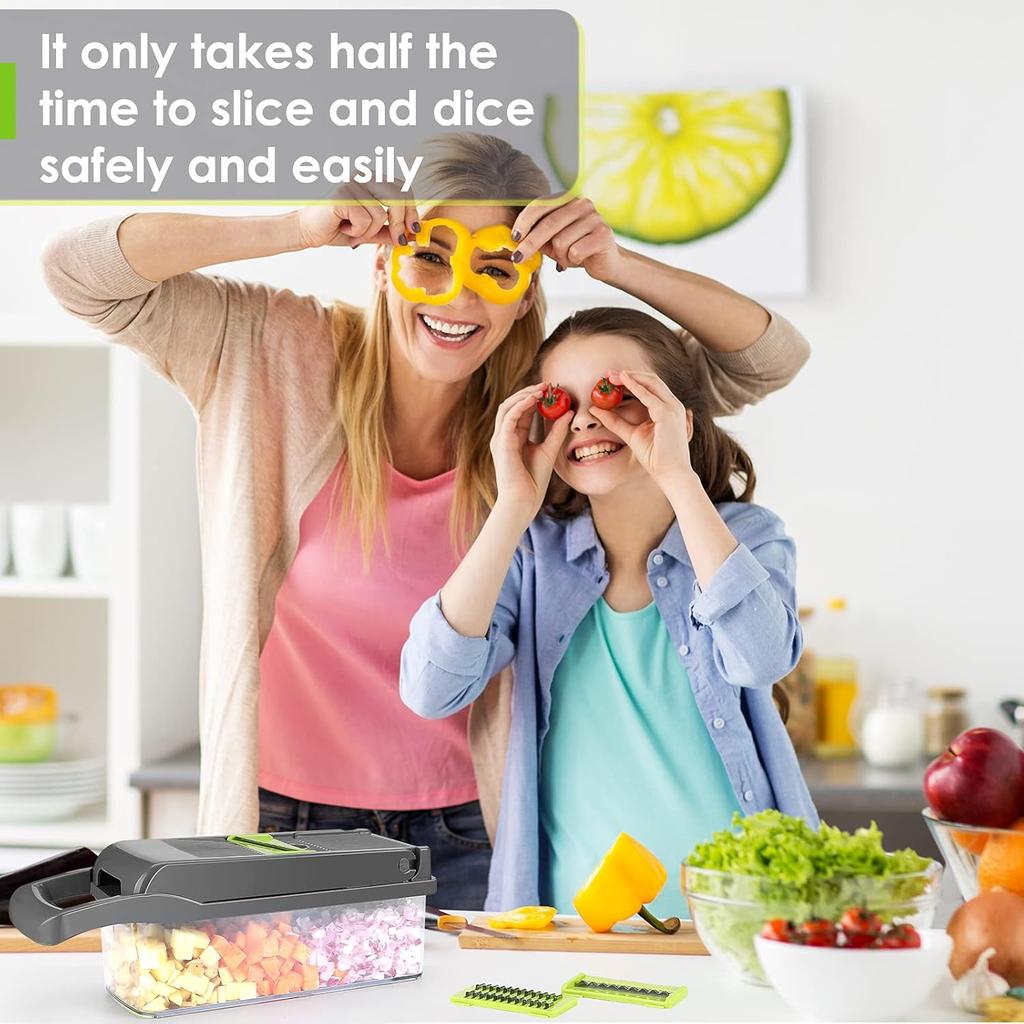Vegetable Chopper - Time-and Labor-Saving Food - Pro Onion Cutter and Dicers, 12 in 1 Multifunctional Veggie Chopper, Container for Salad Potato