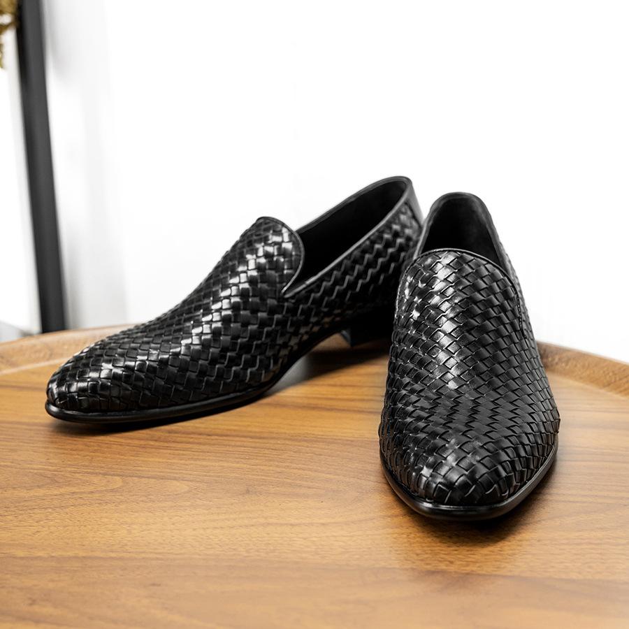 Luxury Driving Shoes Mens Shoes Genuine Leather Shoes Loafer Cow Leather Weave Pattern Hasp Casual Shoes Zapatos Hombre