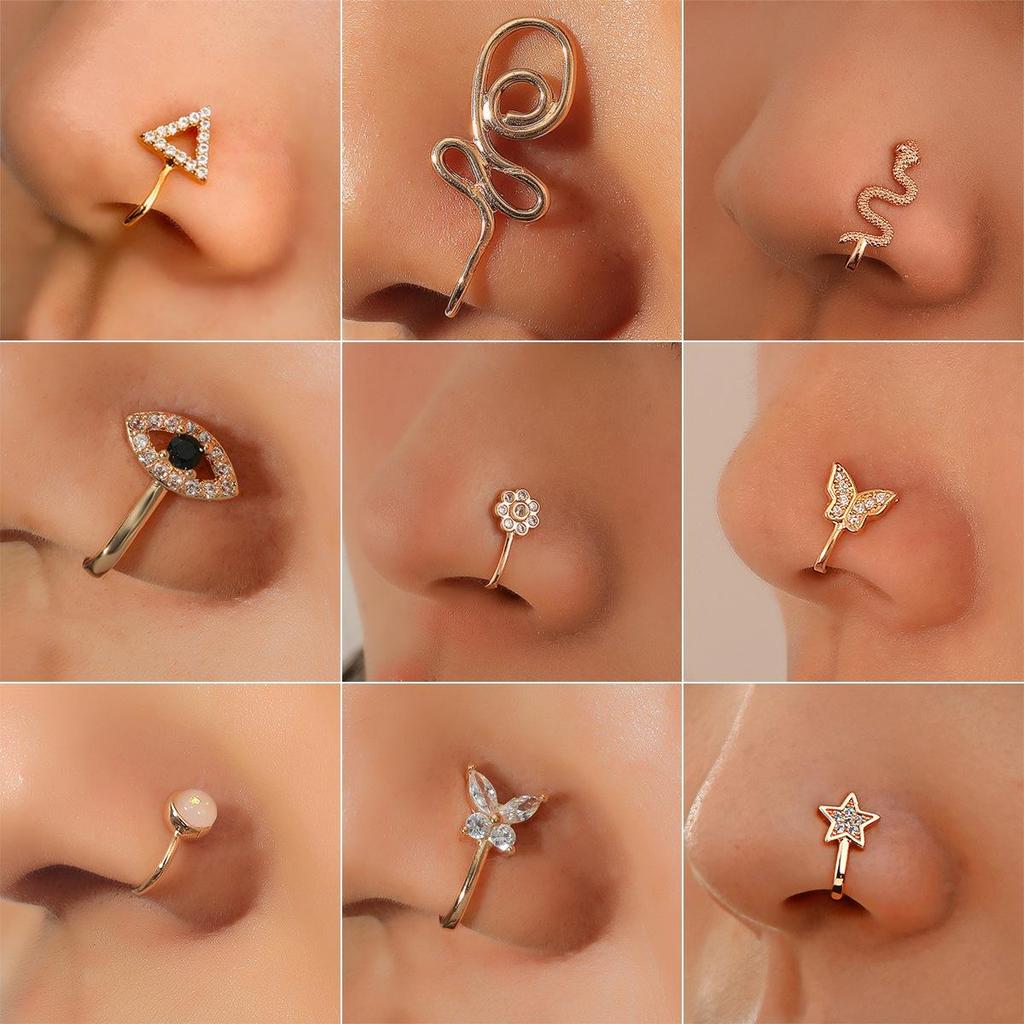 Creative U-Shaped Non-Piercing Nose Clip: Butterfly & Snake Design