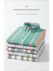 Men's Summer Striped Short-Sleeve Cotton Shirt with Turn-Down Collar