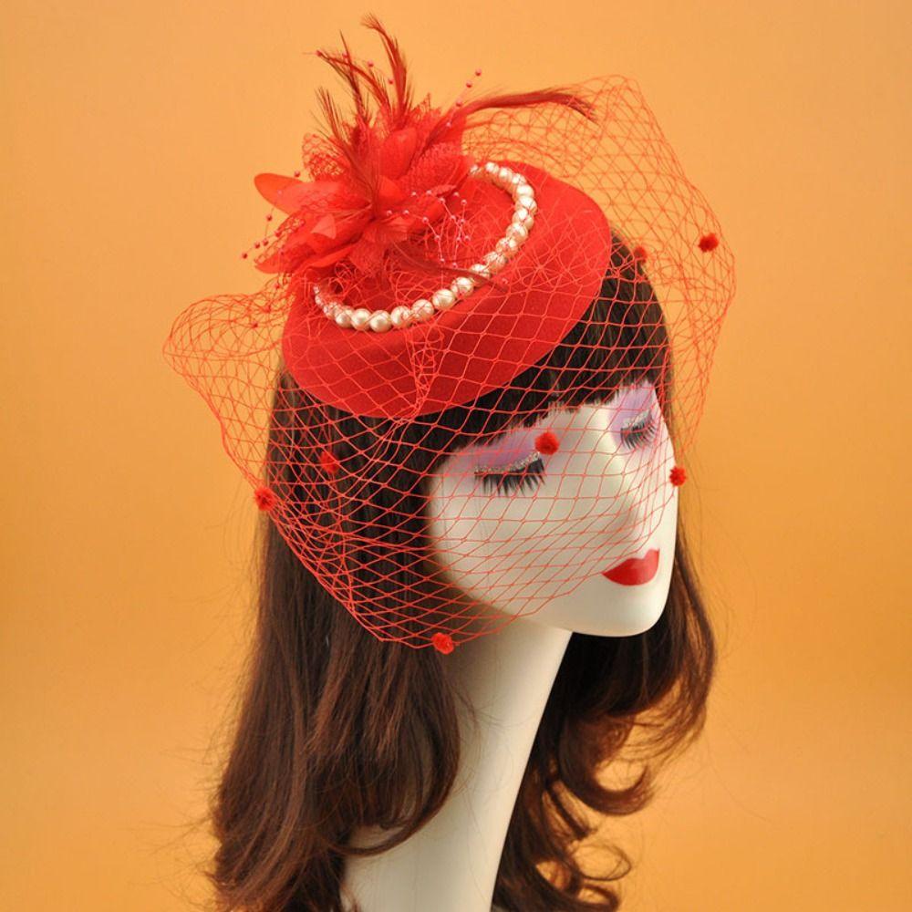 Face Net Mask Elegant Hair Accessories Birdcage Veil Hat Black Veil Top Bridal Face Veils