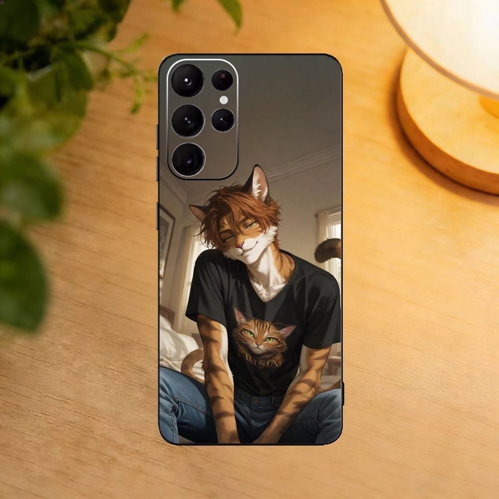 

Furry Muscle Guy phone Case For Samsung S25,24,21,22,23,30,Ultra,20,Plus,Fe,Lite,Note Soft Black Cover Samsung S205G