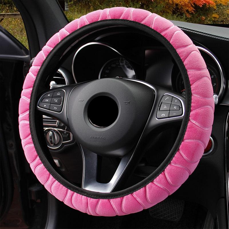 Car Steering Wheel Covers Soft Winter Warm Plush Steering Wheel Cover for Women Car Styling Auto Interior Decoration 37-39CM