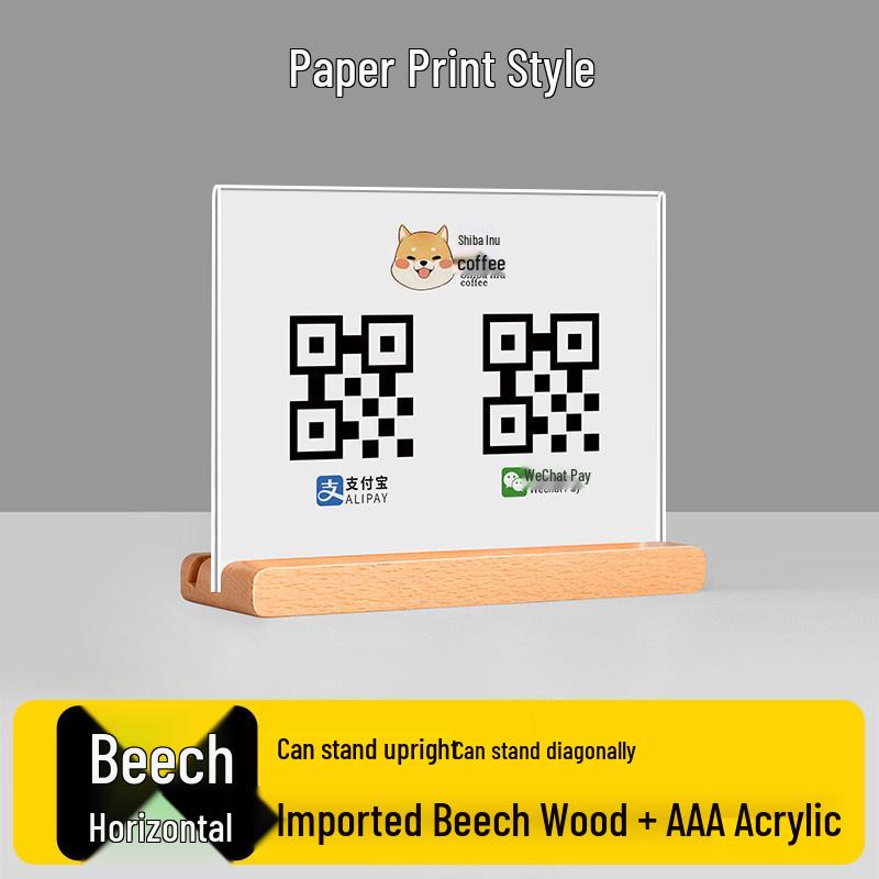 Custom Acrylic WeChat & Alipay QR Display Stand for Cashier Desk A6
