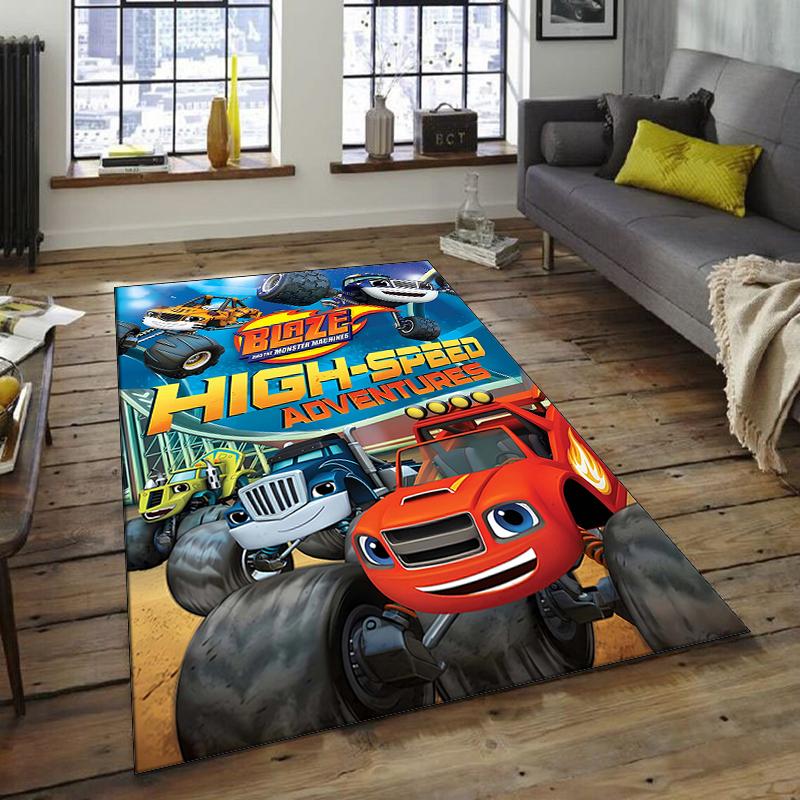 1pc Blaze and the Monster Machines Design Area Rug - Non-Slip, Soft & Cozy Floor Mat for Living Room, Bedroom, Office - Indoor/Outdoor Decorative Carp
