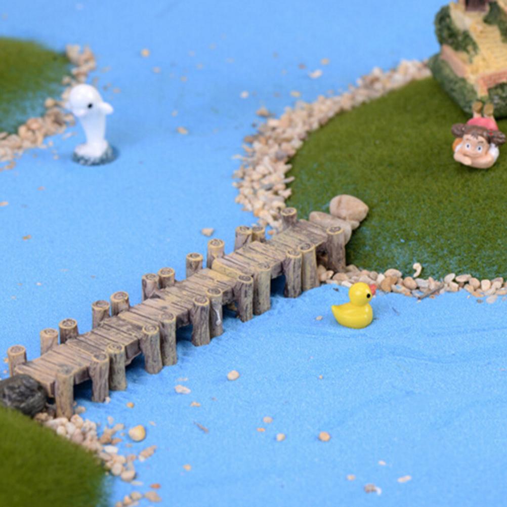 Mini-Holzbrücke, Mikrolandschaft, Kunstharz, Bonsai-Figuren, Feengarten-Dekorationszubehör