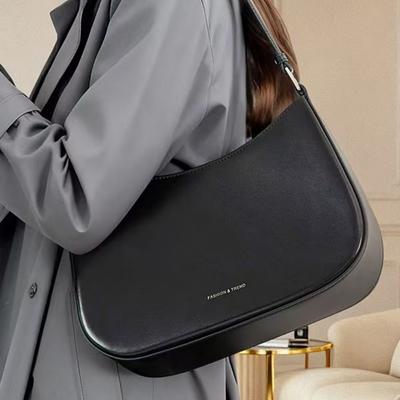 Genuine Leather Underarm Shoulder Bag Minimalist Commuter Purse Versatile Day-to-Night Tote Ladies Small Bag for Dating