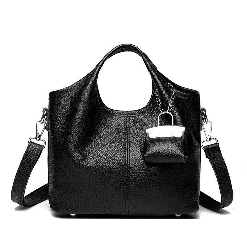 

100% cowhide Tote Bags for Work Commuting Carrying Bag College Style Student Outfit Book Shoulder Bags Bolsos Para Mujer wallet