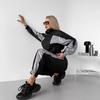 2026 European and American Color Matching Two-piece Set Short Stand-up Collar Zipper Jacket Elastic Waist Tied Sports Trousers Set