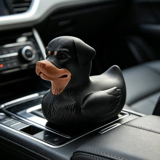 Yousheng 3D Printed Rottweiler Dog Duck Figurine, Funny Dog Duck Ornament, Desktop Entry Car Ornament Creative