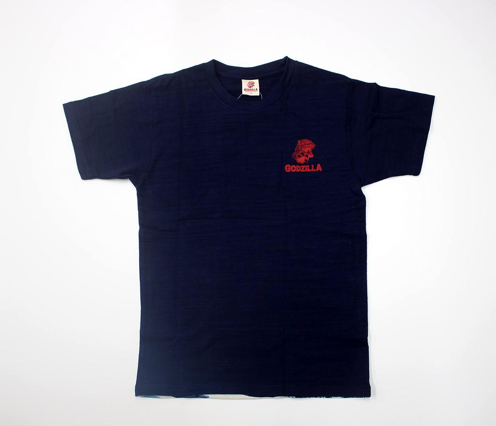 Fourcart Godzilla T-Shirt, Thirty-six Views of Mount Fuji, Large Monsters, Navy, Size S (Chest 72-78cm)