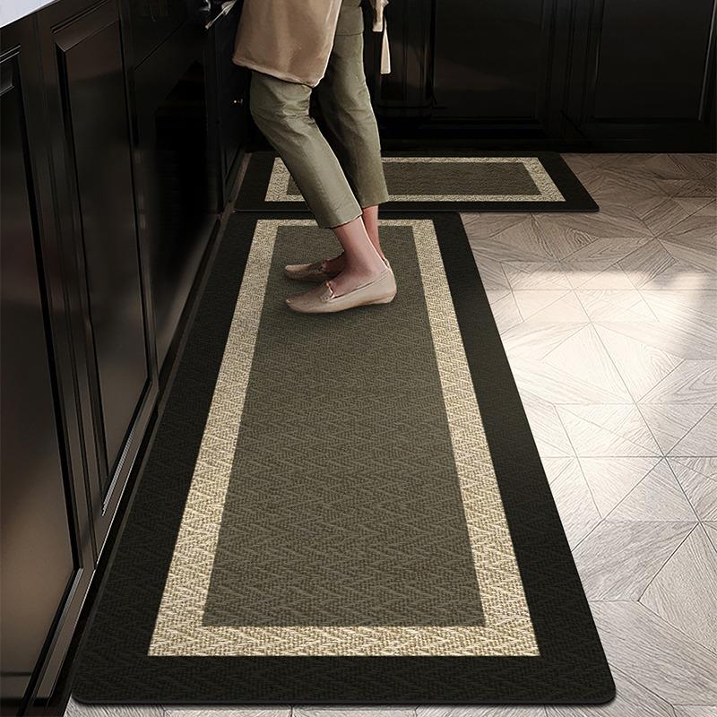 Kitchen Floor Mat Non-slip Waterproof Oil-proof Carpet Irregular Minimalist Line Texture Rug Home Decoration Foot Mats