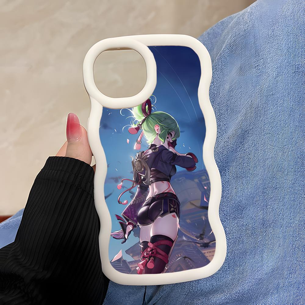 Spiel GI Kuki Shinobu Handyhülle für iPhone 17 16 15 14 13 12 11 Air Pro Max Plus Wellige Kante TPU Bunte Hülle Smartphone