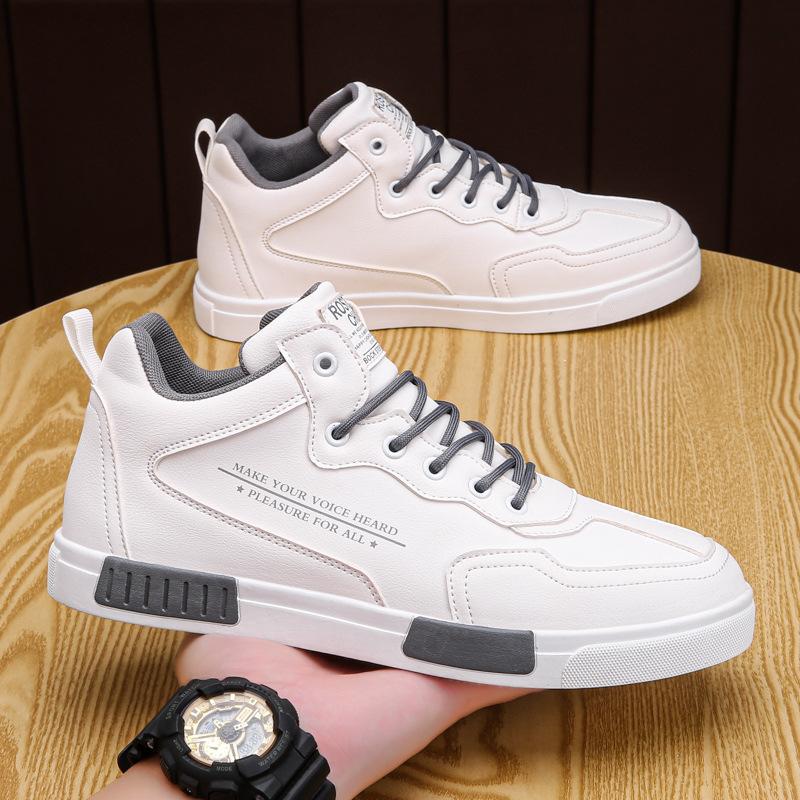

Autumn and Winter Men s Shoes Versatile, Super-fine Leather, High-top Sports Board Shoes for Young Students, Anti-slip and Waterproof Casual Shoes 45