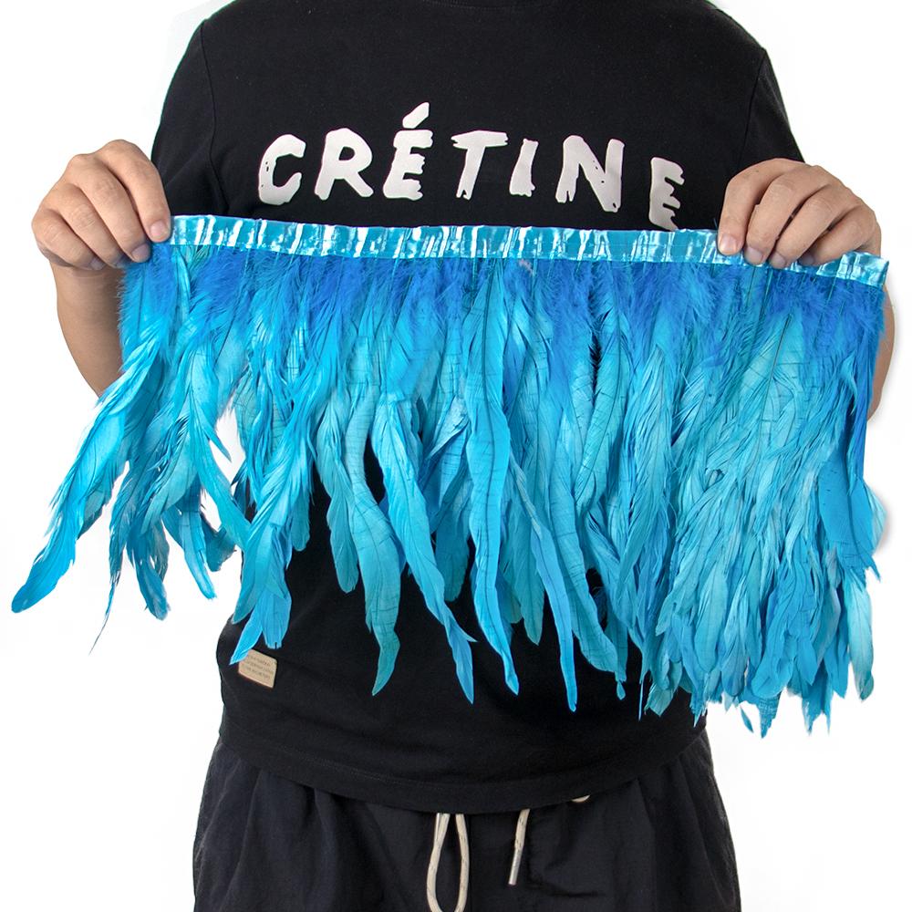 2Meters Colorful Rooster Tail Feathers Trim 25-30Cm /10-12Inches Pheasant Feather Fringe Ribbon For Carnival Plumes Decoration