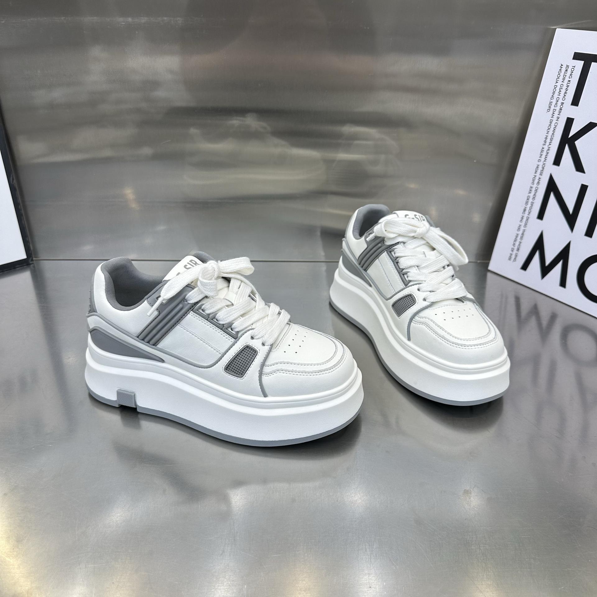 

Fashion little white shoes women s 2025 spring new platform casual heightening shoes versatile lightweight lace-up board shoes muffin shoes 35 серый