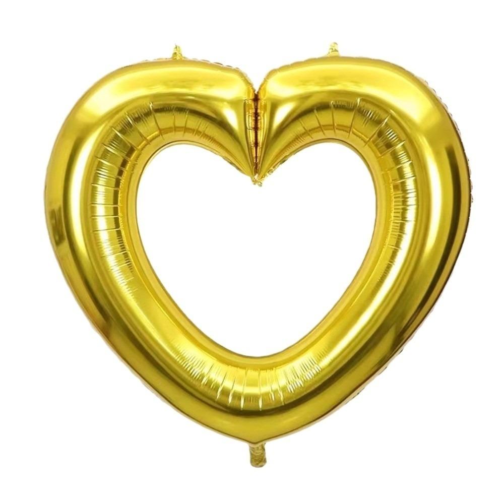 Metallic Hollowed Heart Foil Balloons Inflatable Heart Chain Balloons  Wedding Ornament золотой