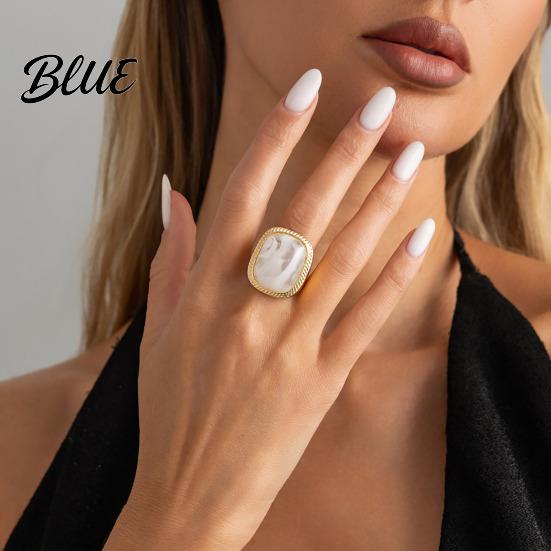 Vintage Style Ring/Earrings Women Ring/Earrings with Large Square Stone Retro