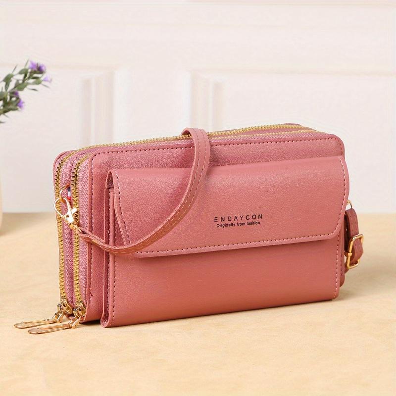 

2026 Women s Crossbody Bag Multi Layer Design Fashion Shoulder Bag Versatile Large Capacity Double Zipper Phone Bag рожевий