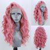 AIMEYA Pink Lace Front Wig Long Body Wave Synthetic Hair 13x4 Glueless Natural Hairline Frontal Lace Cosplay Daily Use Wig