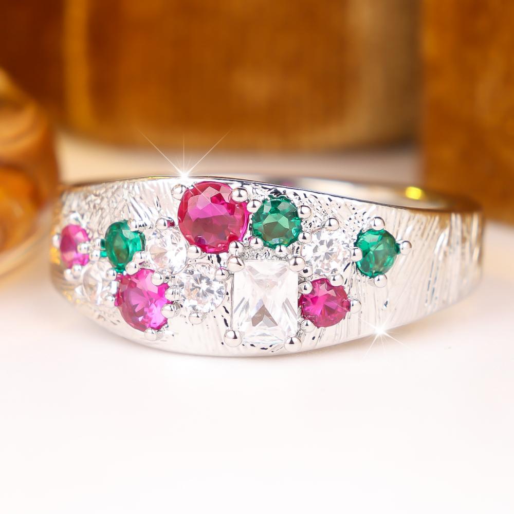 Gorgeous Silver Color Multi Zircon Cluster Ring for Women Daily Wear and Party