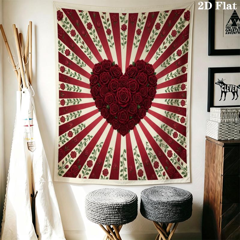 Rose Wall Tapestry Aesthetic Wall Hanging Printed Fabric Blanket Decorative Tapestries for Bedroom Living Room Home Decor