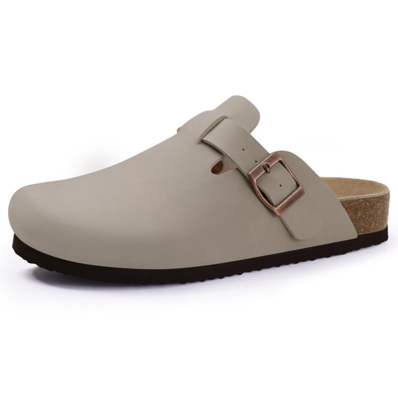 Fashion Smile New Genuine Cow Suede Clogs for Women Men Clogs Soft Cork Footbed Mules Leisure House Shoes with Arch Support Beach Slides