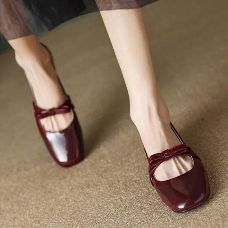 Fashion 2024 Autumn New Fashionable Retro Low Heel College Style Single Shoes Coarse Heel Shallow Bow Mary Jane Shoes for Women