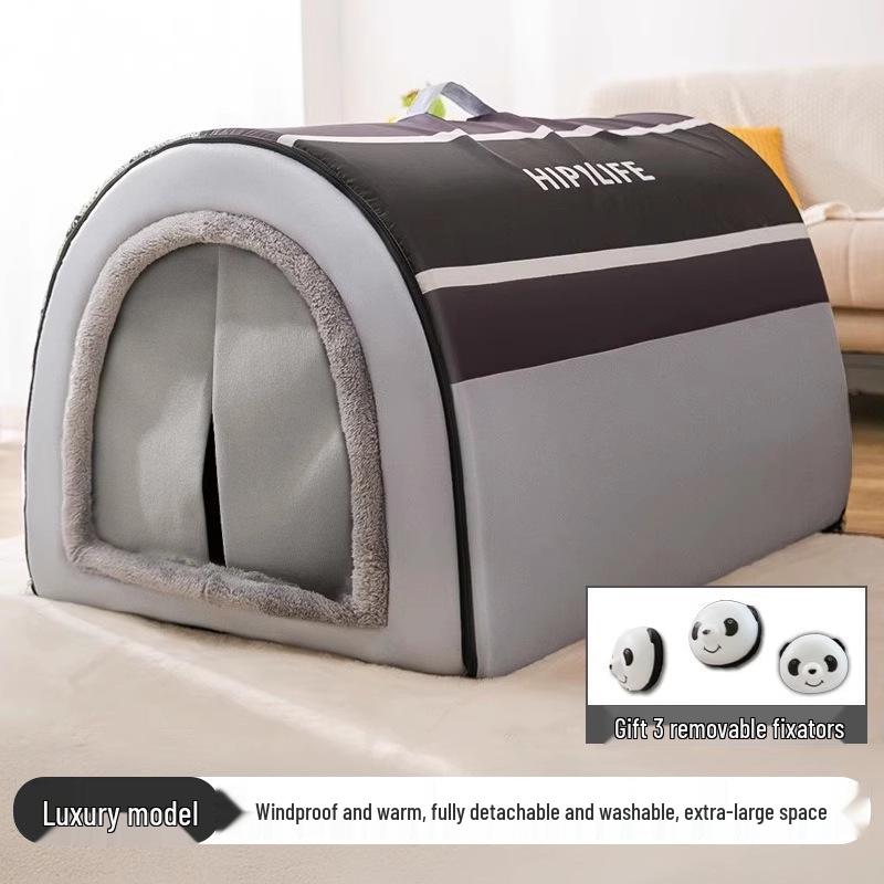 Houndstooth Dog Bed for Large Dogs & Cats - Autumn/Winter Deep Sleep Bed