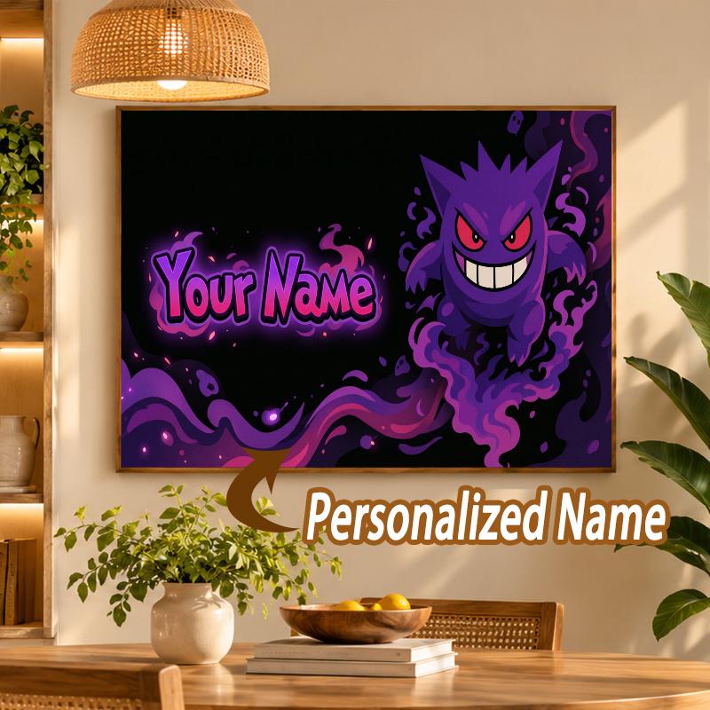 Gengar Custom Name Diamond Painting Personalized 5D Full Drill DIY Diamond Art Home Decor