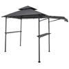 Grill Gazebo, 2.43 X 1.5 M Double-Tiered Top, BBQ Gazebo with Extra Awning, Powder-Coated Steel Patio Grill Shelter with 2 Side Shelves, Bottle Opener