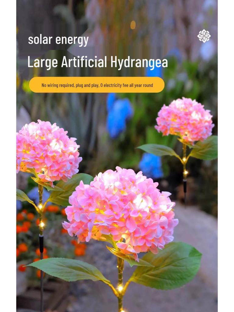 Hydrangea LED Solar Stake Lights - Waterproof Outdoor Garden Decoration